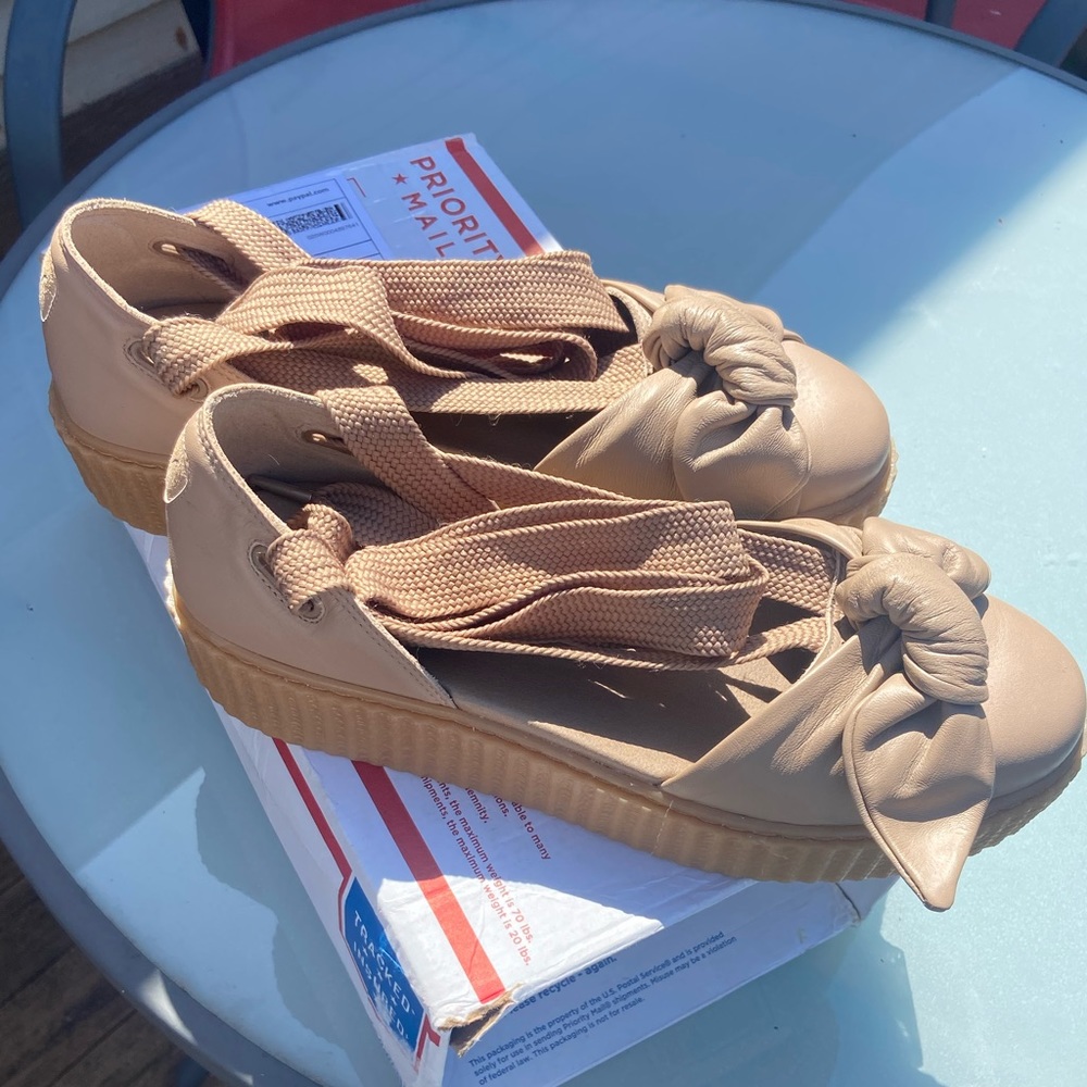 Fenty x Puma Tan Leather Creeper Sandals